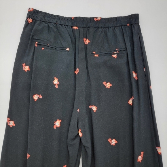 Anthropologie Ett Twa Black Floral Cropped Wide Leg Pants Womens Size XS Petite - Picture 9 of 16
